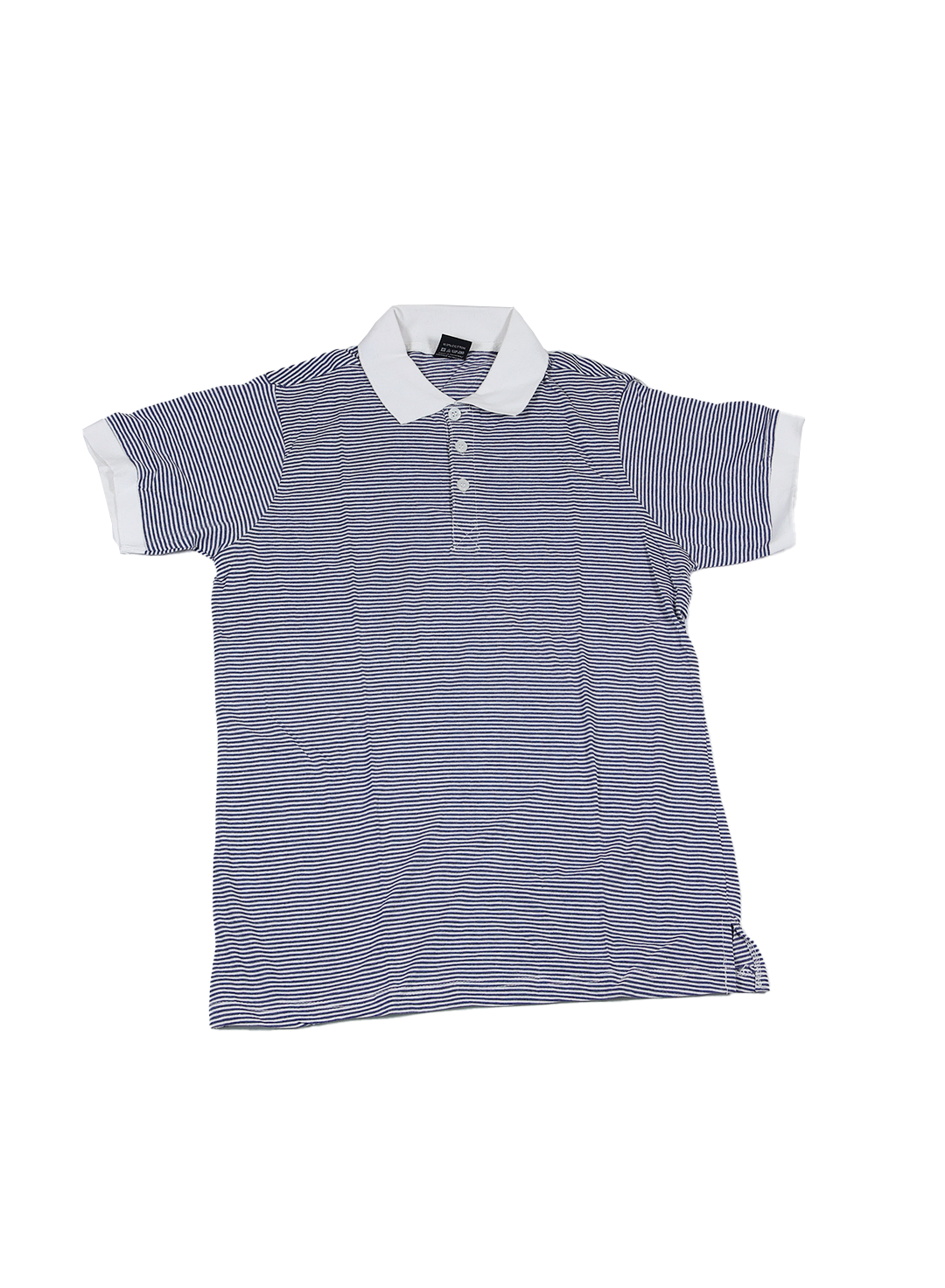Men’s Blue & White Striped Polo Shirt – Cotton Blend Summer Wear | Classic White Collar Polo