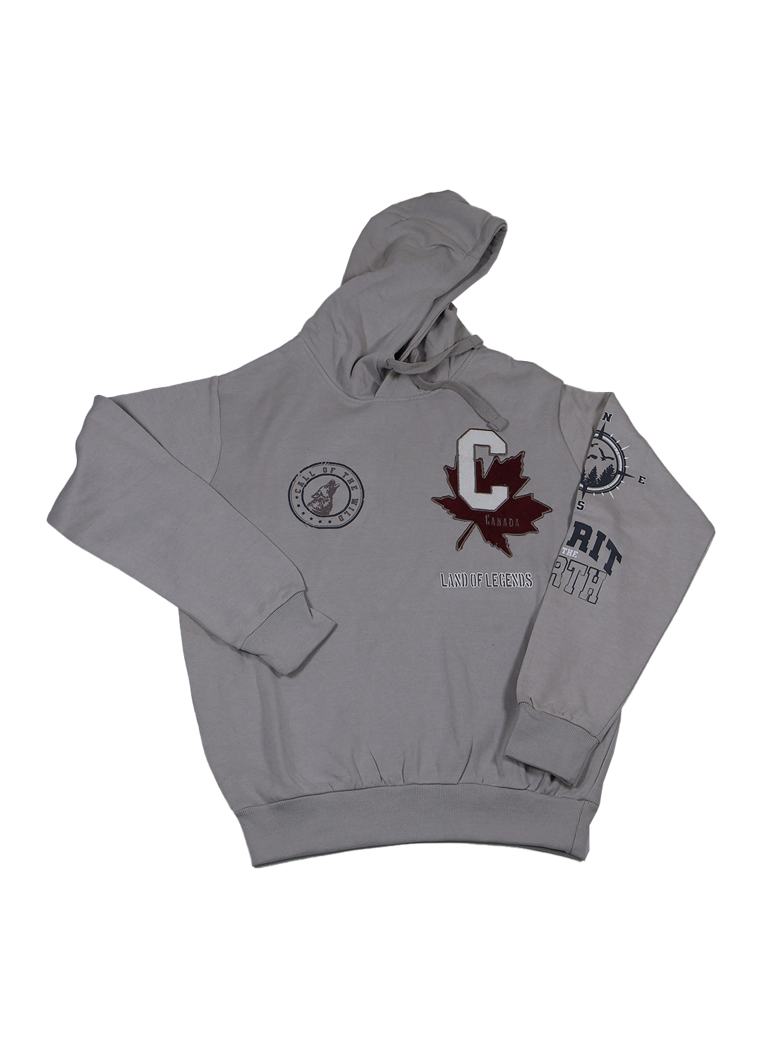 Men’s Grey Canada Printed Hoodie – Warm Winter Fleece Sweatshirt | Land of Legends Edition