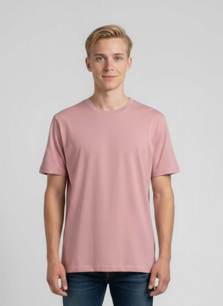 Men’s Light Pink Crew Neck T-Shirt – Soft Cotton Blend | Casual Summer Wear for Men (Copy)