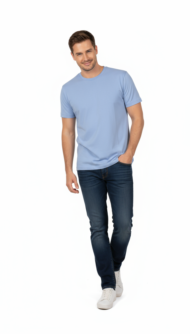 Men’s Sky Blue Crew Neck T-Shirt – Soft Cotton Blend | Casual Summer Wear for Men (Copy) (Copy)