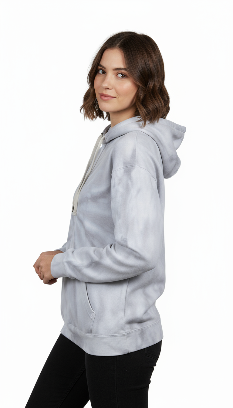 Ladies Grey Tie-Dye Hoodie – Stylish Winter Sweatshirt for Women | Soft & Cozy Casual Wear