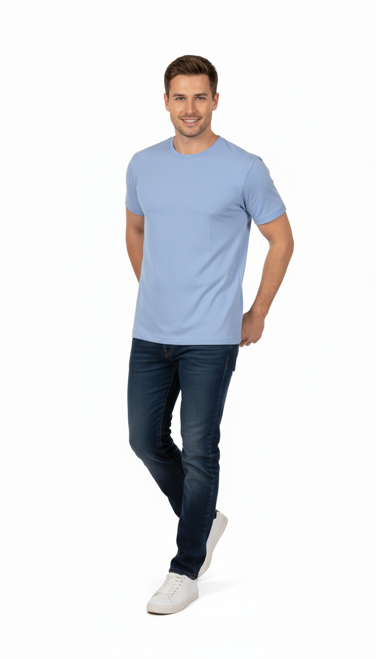 Men’s Sky Blue Crew Neck T-Shirt – Soft Cotton Blend | Casual Summer Wear for Men (Copy) (Copy)