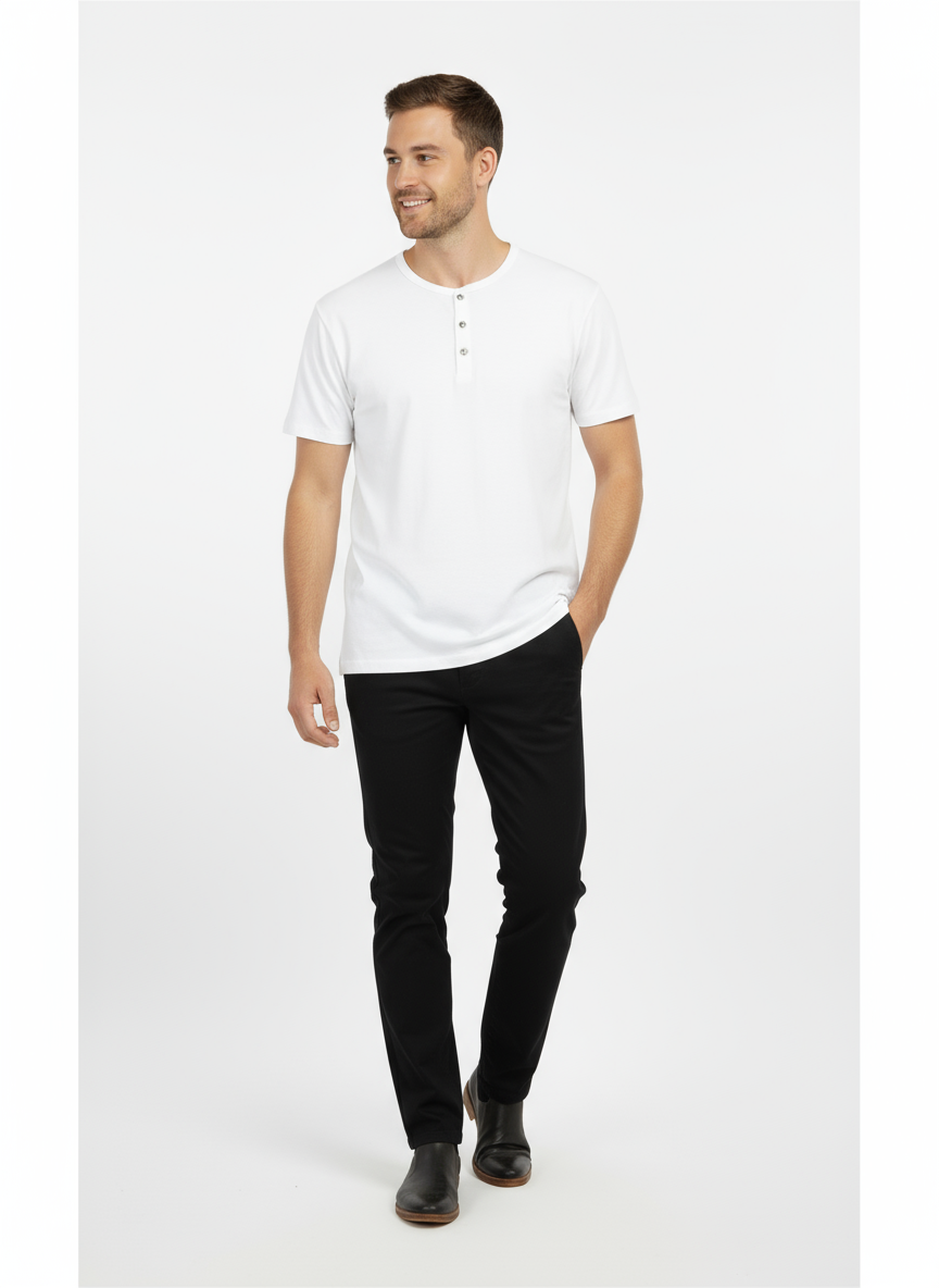 Men’s White Henley T-Shirt – Casual Summer Wear | Soft Cotton Button Neck Tee (Copy) (Copy)