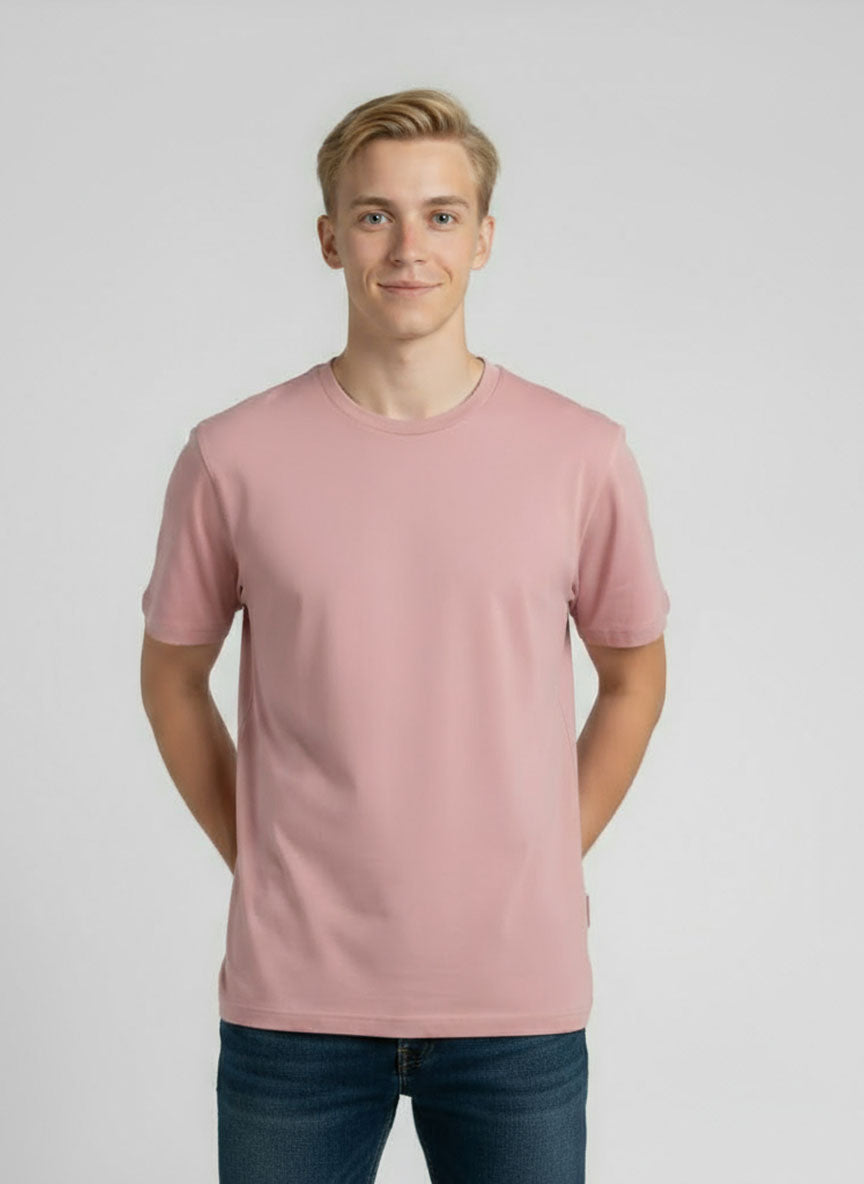 Men’s Light Pink Crew Neck T-Shirt – Soft Cotton Blend | Casual Summer Wear for Men (Copy)