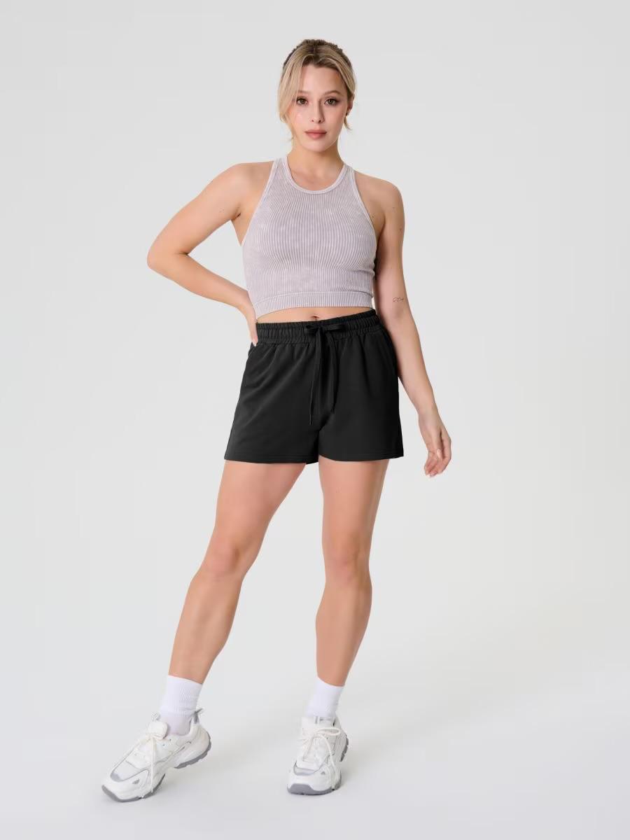 Ladies Black Shorts – CVC French Terry Fabric | Soft, Comfy & Adjustable Waist